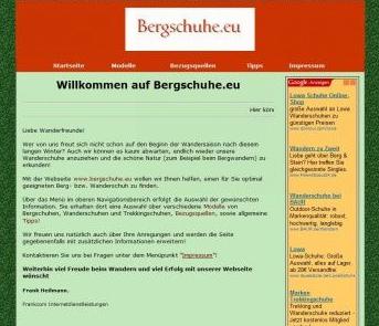 Screenshot von Bergschuhe.eu