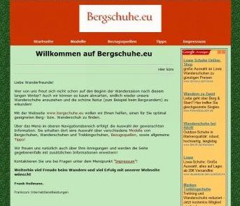 Screenshot von Bergschuhe.eu